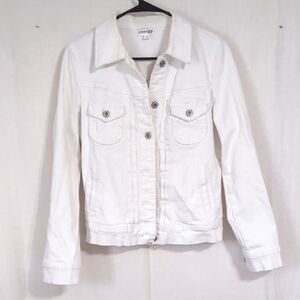 St. John's Bay White Cotton Denim Button Front Jacket Size Small